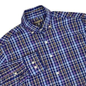 Peter Millar Summer Comfort Men's Medium Blue Purple Button Up Dress Shirt